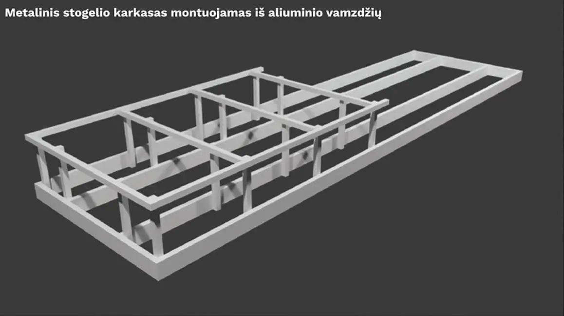 Grand Baltic Dunes stogelio projektas: metalinis stogelio karkasas iš aliuminio vamzdžių