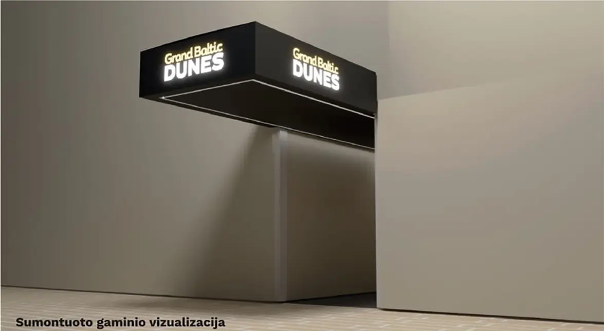 Grand Baltic Dunes stogelio projektas: sumontuoto gaminio vizualizacija